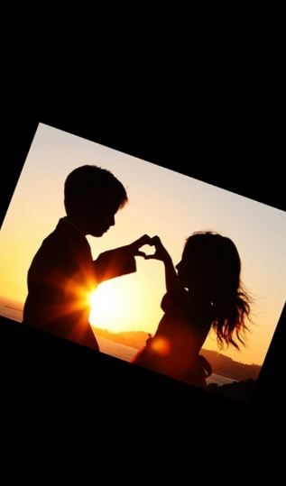 夕日とハート